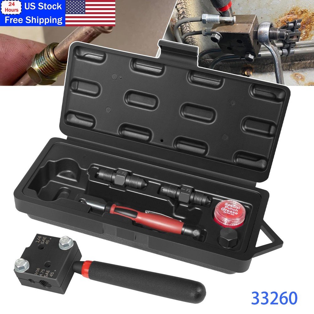 Low Profile Brake Line Single/Double Flaring Tool Kit 4.75 3/16 1/4 #33260