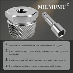 1.5&Prime; Tub Drain Extractor Removes Old Broken Stubborn（ Chrome Accessories