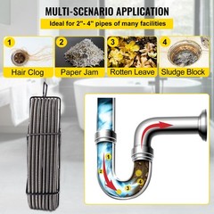 VEVOR 100Ft Drain Cable Sewer Cable 1/2In Drain Cleaning Cable Auger Snake Pipe