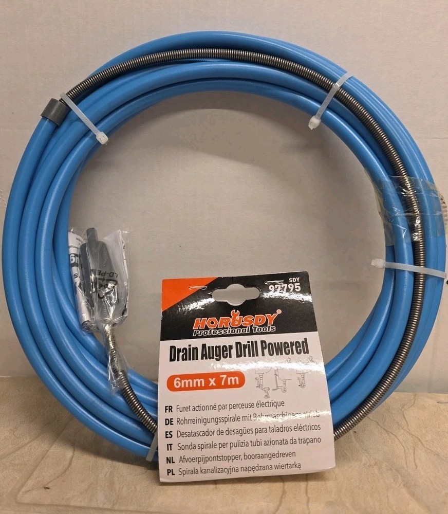 DRILL POWERED AUGER Fast Action Drain Clearing TOOL 6MM X 7M 22&rsquo;11&rdquo;
