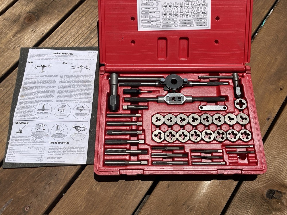BOSCH TAP & DIE 37 PIECE TOOL SET 396501 SPIRAL POINT HEX DIES USA STEEL
