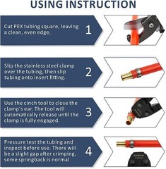 EFIELD Pex Cinch Clamp Crimping Tool &Cutter 20 1/2&Prime; and 10 Pcs 3/4&Prime; Clamp Rings