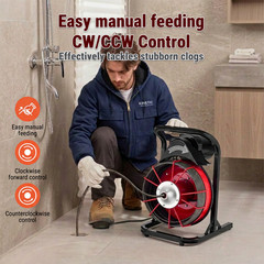 75FT x 1/2 In Drain Cleaner Machine,2&Prime;-4&Prime; Pipes Manual Feed Electric Drain Auger