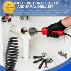 9Pcs Drain Auger Drill Attachment,Cutter and Auger Set,Drain Cleaner Combination