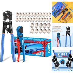 2-in-1 PEX Crimping Tool with Cutter & Clamp Kit 3/8-1&Prime;, Stainless Steel Clamps