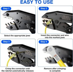 Heavy Duty Wire Crimper Set with 6 Replaceable Dies, Ratcheting Tool for Crimpin