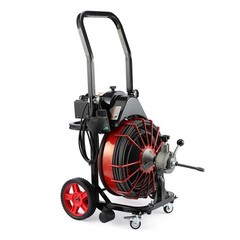 100ft Sewer Snake Machine with GFCI, 1800RPM, 4 Cutters &ndash; for 1&Prime;-4&Prime; Pipes Red