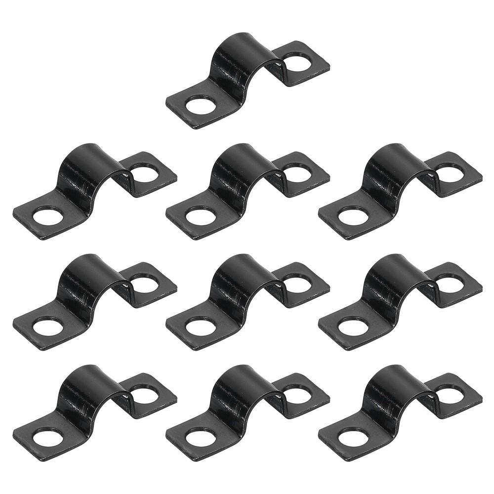 100Pcs U-Shaped Pipe Clamp, 5/16 Inch(8mm) 2 Hole U-Tube Strap Clamp, Black
