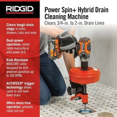 Professional Drain Cleaner POWER SPIN+ Auto-Feed 25ft Drill Compatible