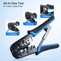 Modular RJ45 Crimp Tool (Ethernet Crimper) with Built-in Wire Cutter and Strippe