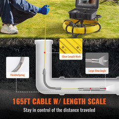 Sewer Camera with 512Hz Locator, 165 Ft/50 M, 9&Prime; Pipeline Inspection Camera with