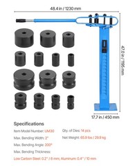 Manual Pipe Bender Max 2&Prime; O.D. Pipe Tube Bending Tool with 14 Bending Dies