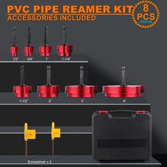 Double-Blade PVC Pipe Reamer Kit (1/2&Prime; to 4&Prime;) 8PCS into Standard 1/2&Prime; Drills&hellip;.