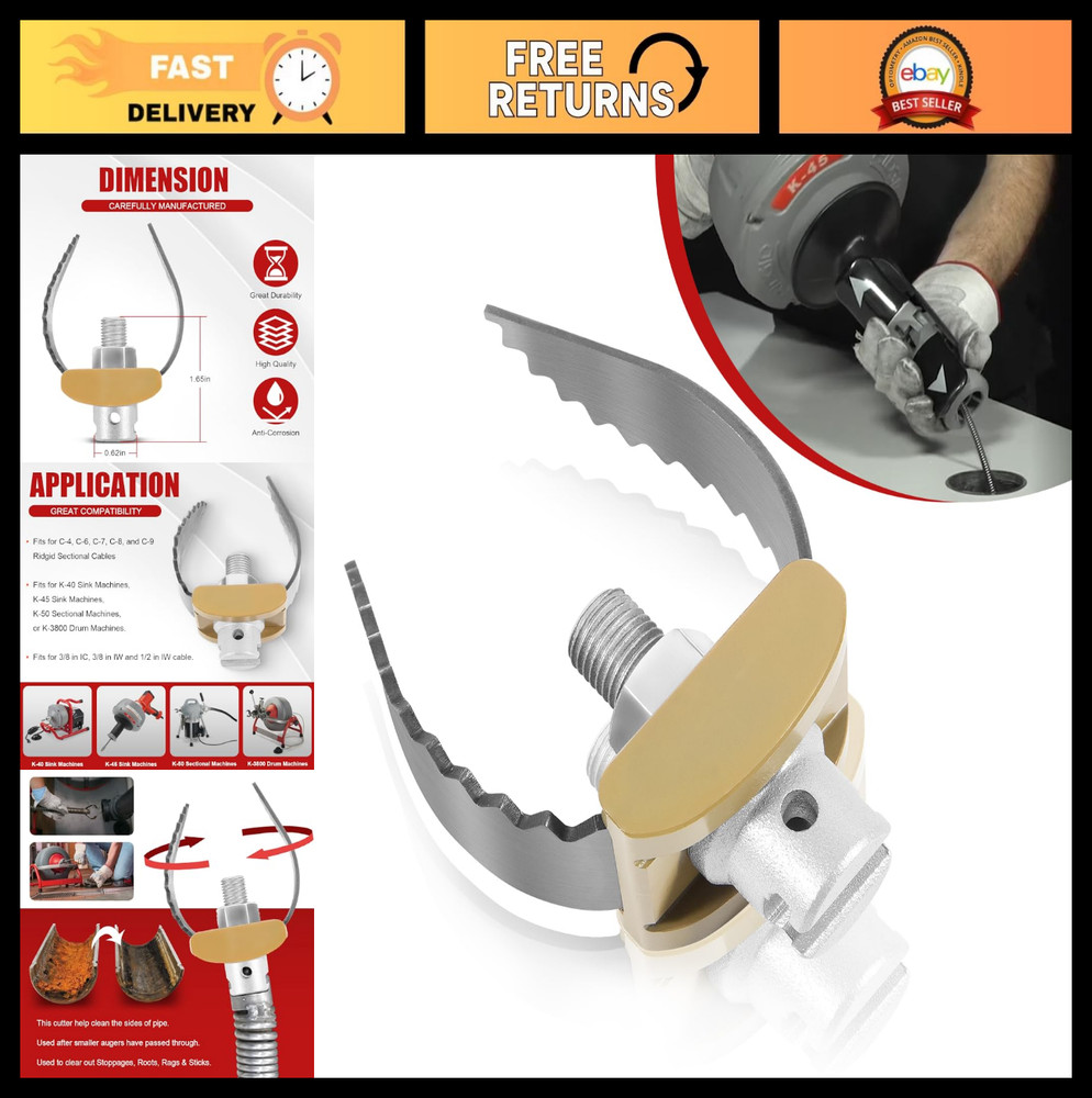 2&Prime; Heavy Duty C-Cutter Drain Cleaning Auger for Sectional Cables K-40 K-45 K-50