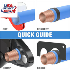 Combo Angle Head PEX Crimping Tool 1/2&Prime; & 3/4&Prime; with Go/No-Go Gauge