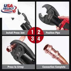 18V Electric Crimping Tool Kit for Copper Pipe with 3 Jaws & Batteries