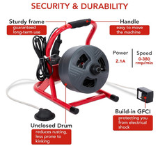 M&aacute;quina desatascadora el&eacute;ctrica 50FT 5/16&Prime;, 6 cuchillas, 3/4-3&Prime; tubos