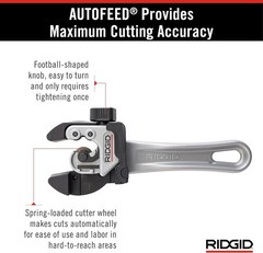Ergonomic Ridgid 32573 Auto-Feed Tubing Cutter for Tight Spaces &ndash; 1/4&Prime; to 1-1/8&Prime;