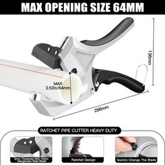PVC Pipe Cutter,Cuts up to 2-1/2&Prime;,Ratcheting PVC Cutters,Pex Pipe Cutter,For PVC