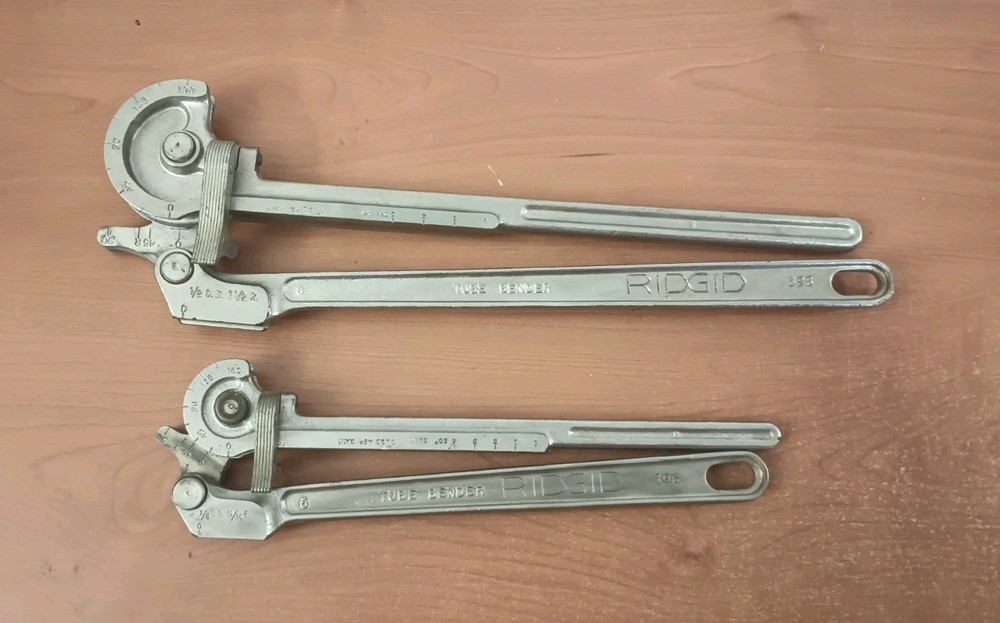 2 RIDGID TUBE BENDERS No. 396 and 398 USA 3/8 O.D. 15/16 R, 1/2 O.D. 1-1/2 R