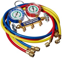 Yellow Jacket 42007 Series 41 Manifold Gauge Set 3-1/8&Prime; Gauges 60&Prime; Hoses