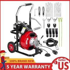 Drain Cleaner Machine Electric Drain Auger Sewer Snake 100 FT x 3/8 In Auto-Feed