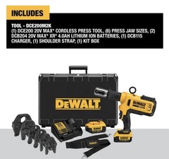 NEW DEWALT 20V Max Copper Pipe 1/2&rdquo;-2&rdquo; Press Tool Kit (DCE200M2K)