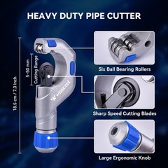 Tube Cutter Set 8 in 1, Heavy Duty Pipe Cutter 1/8&rdquo;-2&rdquo;, Mini Pipe Cutter 1/8 t