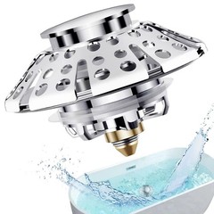 AzWzz Universal Tub Stopper Bathtub Drain 2 x 2 x 2 inches, Chrome Silver