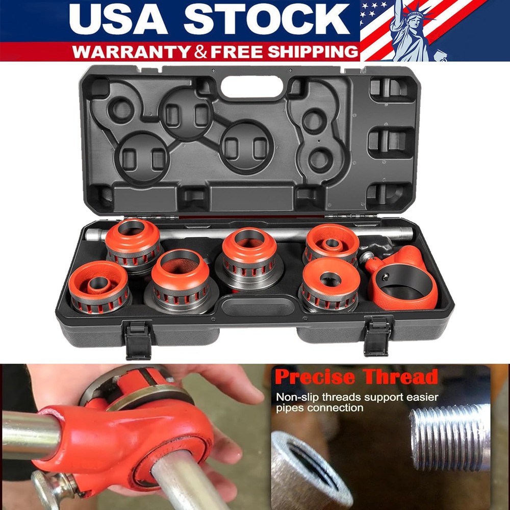 12-R 1/2&Prime;-2&Prime; NPT Ratchet Pipe Threader Set Threading Tool fits RIDGID Dies 36475