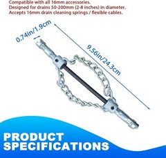 2 Piece Flex‑Shaft Sewer Descaling Chain,Multi-Purpose PVC Pipe Maintenance T&hellip;