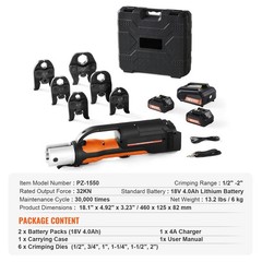 Uimoso 18V Pro Press Tool Kit 1/2&Prime;-2&Prime; with 6 Jaws 2Pcs Batteries and Charger