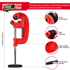 Heavy Duty 1-3&Prime; Pipe Cutter Tool w/ Extra Blade for Steel Iron Galvanized Pipe