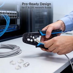 Modular RJ45 Crimp Tool (Ethernet Crimper) with Built-in Wire Cutter and Strippe
