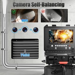 30m Sewer Drain Pipe Inspection Camera w/ 512HZ Locator 9&Prime; Monitor Self-Leveling