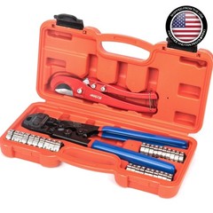 PEX Crimping Tool Kit 3/8-inch 1/2-inch 3/4-inch PEX Clamp Rings and Cutter