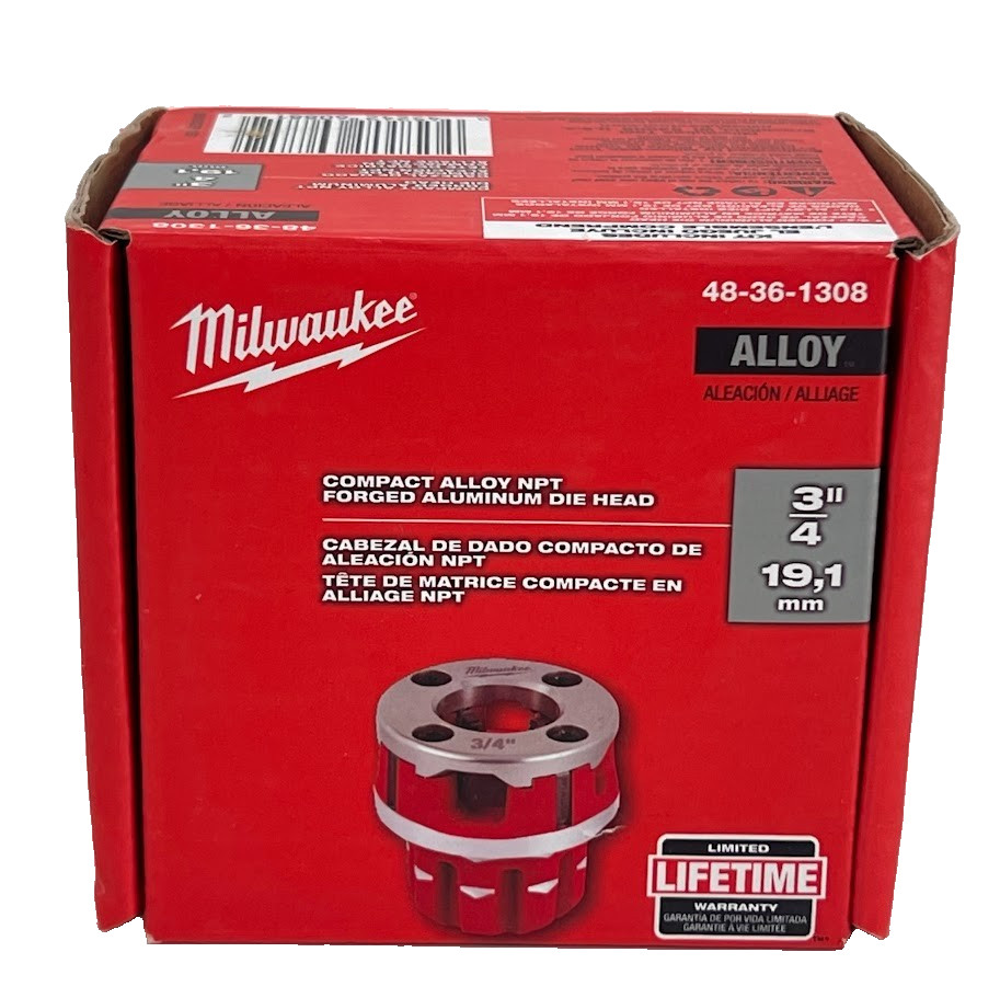 Milwaukee 48-36-1308 3/4&Prime; Compact ALLOY NPT Forged Aluminum Die Head