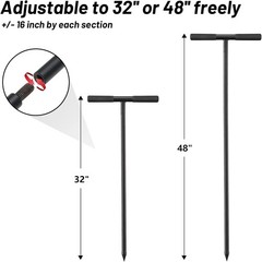 Metal Soil Probe Rod &ndash; Septic Tank Locator Tool with T Handle,32-48 Inch Adju