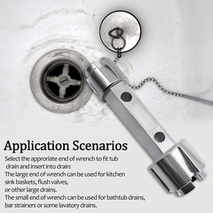 Tub Drain Remover Wrench-Die-Cast Aluminum Tub Drain Tool Wrench for Bathroom Si