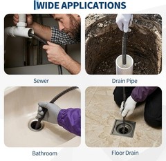 75Ft x 3/8&Prime; Drain Cleaner Machine Drain Auger Sewer Snake Plumbing with Cutters