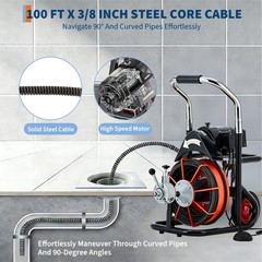 GRAVEE 100 FT x 3/8 Inch Auto Feed Drain Cleaner Machine Electric 450W Auger
