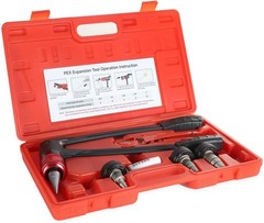 PEX-A Expander Tool Kit with 3 Self-Rotary Matte Nickel Plated Expansion Heads