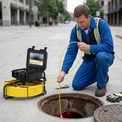 Drain Sewer Camera Pipe Inspection Camera System 60m / 200ft Cable W/9&rdquo; Monitor