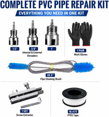 PVC Pipe Threader Kit, 1/2 3/4 1 in NPT, Drill Compatible