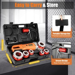 Handheld Electric Pipe Threader Threading Machine + 6 Pipe Cutter 1/2&Prime; &ndash; 2&Prime; inch