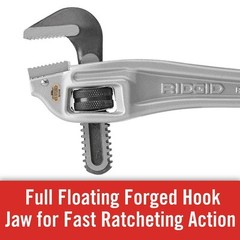 RIDGID 14&Prime; Aluminum Offset Pipe Wrench Narrow Hook Jaw Tight Spaces Applications