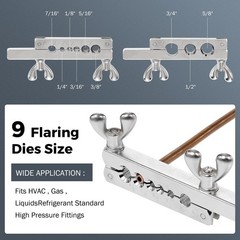 Flaring Tool Kit Single Flare 9 Sizes 1/8 to 3/4 Inch Copper Tubing HVAC Auto