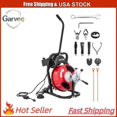 Auto Feed 50FT 3/8 Inch Drain Cleaner Machine, Portable Sewer Snake Auger