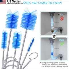 Flexible Long Drain Brush Set, Premium 3 Piece Kit with Double Large, Blue