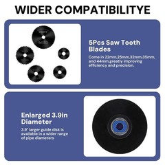 7 Inch PVC Internal Pipe Cutter Kit 5 HSS Blades Adjustable Depth Gauge